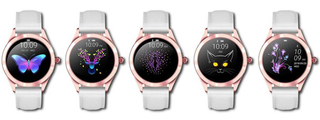 SMARTWATCH DAMSKI BIAŁY PASEK SKÓRZANY TARCZE KROKI POWIADOMIENIA G.Rossi SW017-5