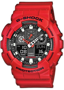 Zegarek Męski CASIO G-SHOCK GA-100B-4AER Czerwony pasek + BOX