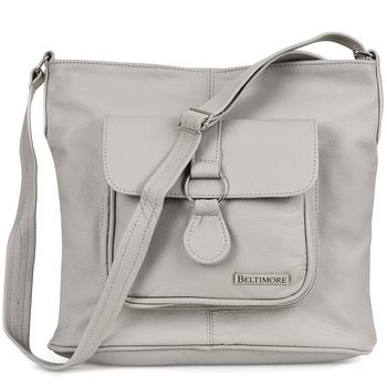 Torebka Skórzana Damska A4 Duża Polska Skóra Siwa T71 : Kolory - Szary, Srebrny