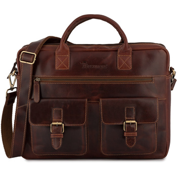 Torba Męska Skórzana Na Ramię Laptopa Duża Ciemno-Brązowa Biznesowa Beltimore N02
