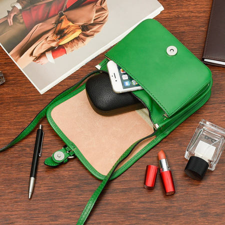 Zielona Beltimore Damska Skórzana Mała Torebka Listonoszka K66 : Kolory - Zielony