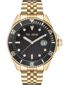 ZEGAREK MĘSKI PAUL LORENS - PL13030B-1D1 Złota bransoleta Datownik + BOX