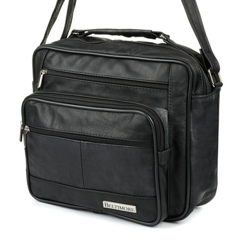 Czarna Pojemna Skórzana Torba Męska Do Pracy Beltimore F72