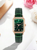 DAMSKI ZEGAREK SKÓRZANY PASEK ZIELONY KWARCOWY MODNY ELEGANCKI LUCKYFOX