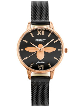 ZEGAREK DAMSKI PERFECT S639 - WAŻKA Czarna bransoleta czarna tarcza Classic + BOX