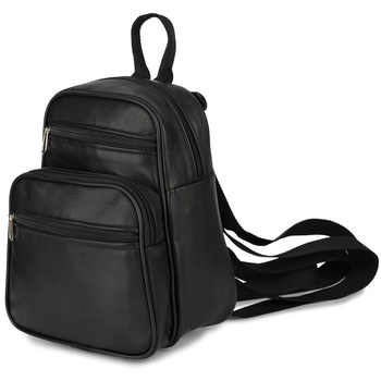 Plecak Skórzany Damski Mały A5 Klasyczny Czarny 023 : Kolory - Czarny