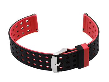 Pasek gumowy do zegarka U12 - czarny/czerwony - 20mm