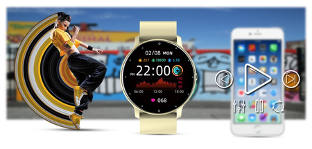 Smartwatch Damski Gravity GT1-6 Beżowy pasek SPORT KROKI PULS
