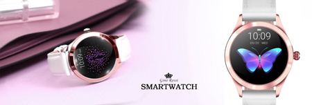 SMARTWATCH DAMSKI BIAŁY PASEK SKÓRZANY TARCZE KROKI POWIADOMIENIA G.Rossi SW017-5