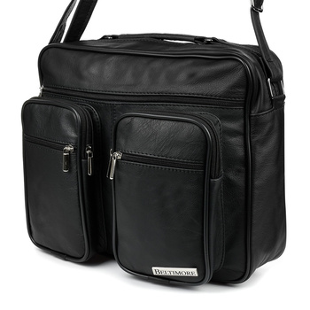 Torba Duża Skórzana Premium Do Pracy Szkoły Czarna Beltimore G69