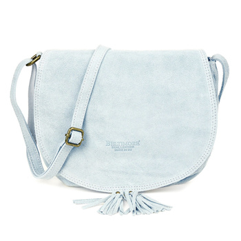 Błękitna Torebka Podkówka Listonoszka Damska Skóra Włoska Miękka B66