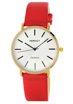 Zegarek Damski PERFECT E334-4 Czerwony pasek skórzany PREZENT DLA ŻONY MAMY DZIEWCZYNY