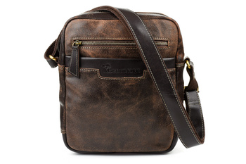 Brązowa Skórzana Torba Męska Na Ramię Skóra Nubuk Beltimore M08