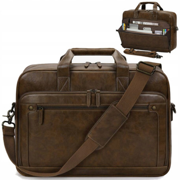 TORBA MĘSKA NA LAPTOPA 15,6" SKÓRZANA BRĄZOWA NA RAMIĘ DOKUMENTY EKO Z03