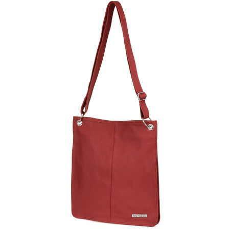 Bordowa Torebka Damska Skórzana Listonoszka Duża A4 Beltimore 972 : Kolory - Czerwony