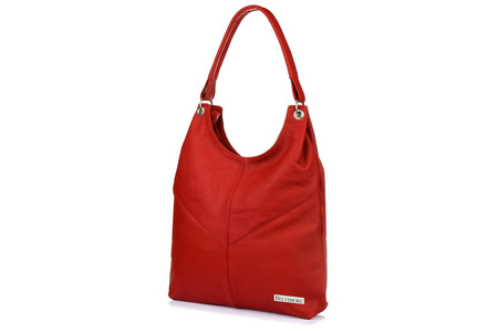 Torebka Skórzana Damska Duża Worek Pojemny Czerwony Beltimore  970 : Kolory - Czerwony