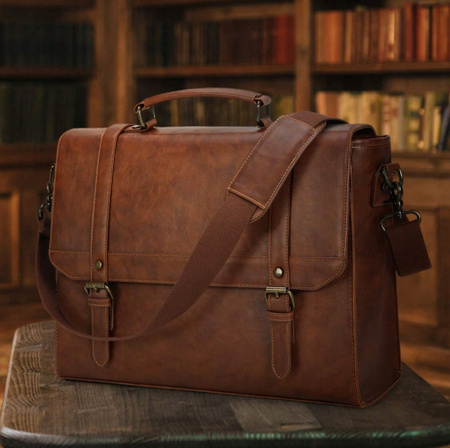 Torba męska skórzana brązowa Aktówka Na ramię Na laptopa Dokumenty EKO H02