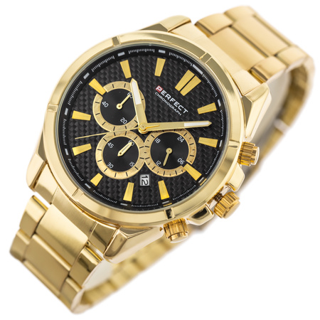 ZEGAREK MĘSKI ZŁOTA BRANSOLETA PERFECT M501CH-06 - CHRONOGRAF + BOX