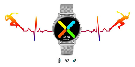 SMARTWATCH DAMSKI SREBRNA BRANSOLETA KOBIECY SPORT PULS SMS FB ZDJĘCIA G. Rossi SW015-3