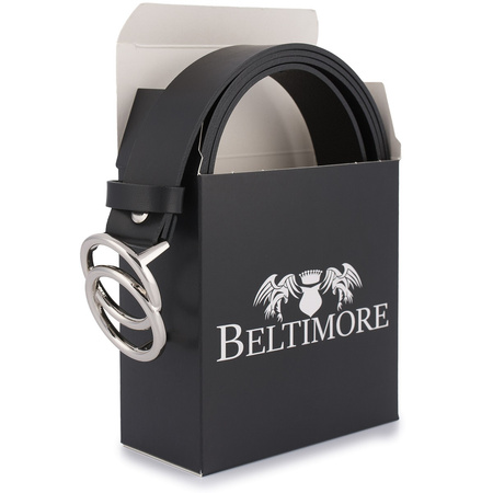 Skórzany Pasek Damski Do Spodni Sukienki Koła Klasyczny Czarny Beltimore B01 : Kolory - Czarny, Rozmiar Pasków - R.90-105 Cm