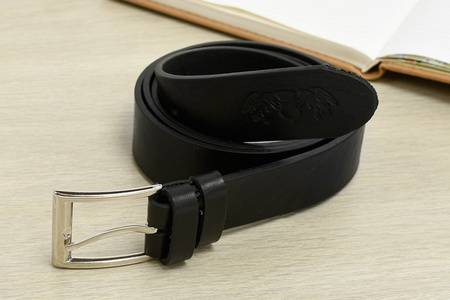 Beltimore Skórzany Licowy Pasek Męski Czarny 3,5 Cm E10 : Kolory - Czarny, Rozmiar Pasków - R.85-100 Cm