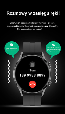 SMARTWATCH MĘSKI CZERWONY PASEK SPORTOWY KROKI PULS ROZMOWY G. Rossi SW019-3