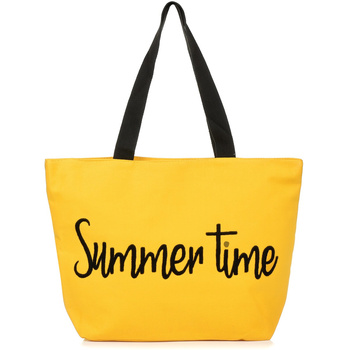 Żółta Duża Torba Plażowa Torebka Summer Time Lekka T64 : Kolory - Żółty, Złoty