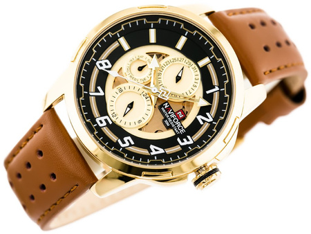 ZEGAREK MĘSKI NAVIFORCE - NF9142 (zn087c) gold/br. + BOX