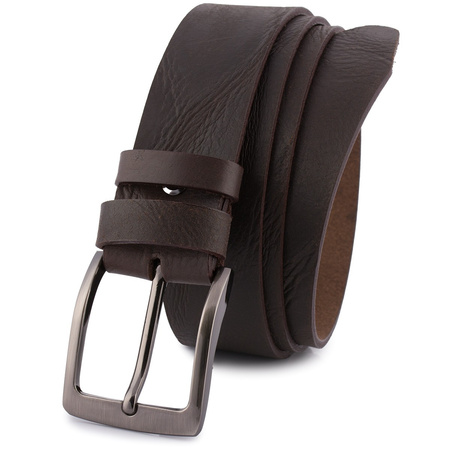 Pasek Męski Skórzany Premium Szeroki 4Cm Klasyczny Brązowy Beltimore Jeans E34 : Kolory - Brązowy, Beżowy, Rozmiar Pasków - R.85-100 Cm