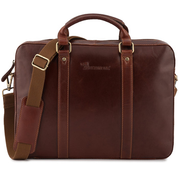 Torba Męska Skórzana Na Ramię Laptopa Duża brązowa Koniakowa Biznesowa Beltimore N06