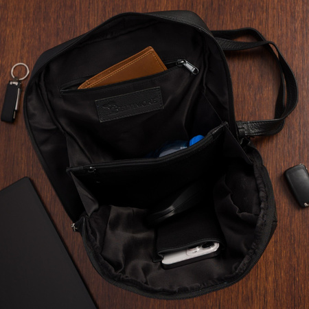 Plecak skórzany damski czarny Miejski Elegancki Duży A4 Czarny Beltimore P17