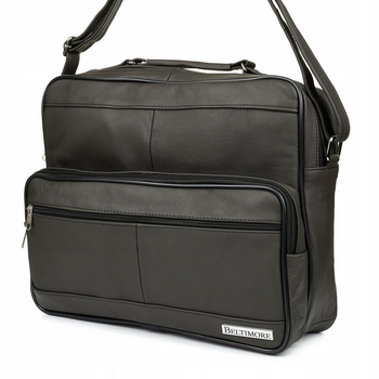 Brązowa Duża Męska Skórzana Torba Listonoszka Skóra Do pracy szkoły uczelnię Beltimore F70