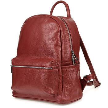 Bordowy Włoski Plecak Skórzany A4 Damski Miękka Skóra Duży P16 : Kolory - Czerwony