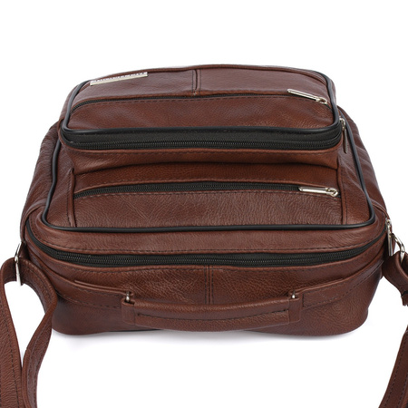 Brązowa Pojemna Skórzana Torba Męska Do Pracy Beltimore F72 : Kolory - Brązowy, Beżowy
