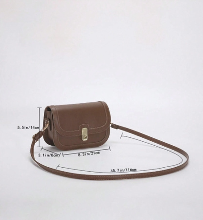 TOREBKA DAMSKA BRĄZOWA CIEMNA SKÓRZANA NA RAMIĘ LISTONOSZKA PASEK EKO D08