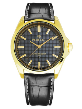 Zegarek Męski PERFECT C081-4 Czarny pasek skórzany Czarna tarcza