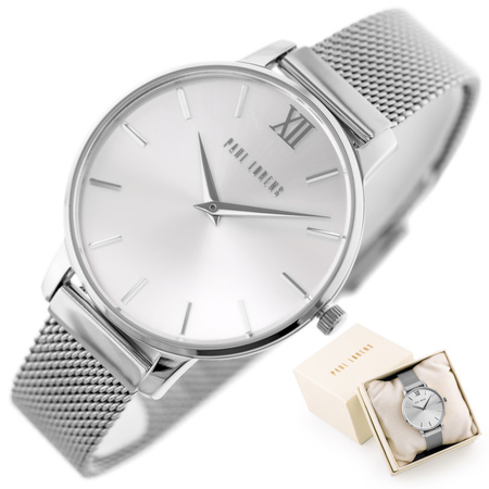 ZEGAREK DAMSKI Srebrna bransoleta siatka PAUL LORENS - PL12177B-3C1 + BOX