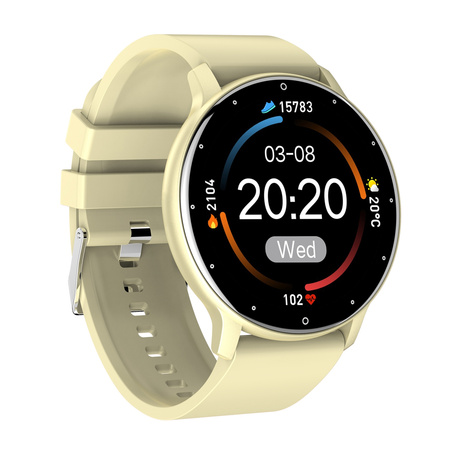 Smartwatch Damski Gravity GT1-6 Beżowy pasek SPORT KROKI PULS