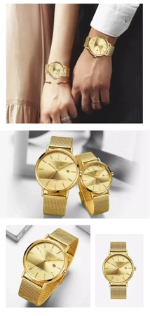 KOMPLET PREZENTOWY 2 ZEGARKÓW MĘSKI I DAMSKI ZŁOTY BRANSOLETA NAVIFORCE