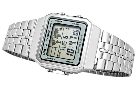 Zegarek męski CASIO A500WA-7DF Srebrna bransoleta Cyfrowy