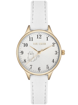 ZEGAREK DAMSKI PAUL LORENS - 12491A-3C2 Biały pasek skórzany Kotek KOMUNIJNY + BOX