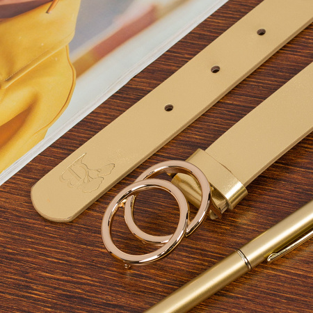 Skórzany Pasek Damski Do Spodni Sukienki Koła Klasyczny Złoty Beltimore B06 : Kolory - Granatowy, Rozmiar Pasków - R.95-110 Cm