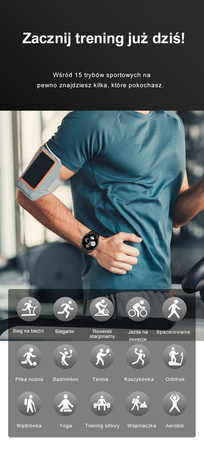 SMARTWATCH MĘSKI CZERWONY PASEK SPORTOWY KROKI PULS ROZMOWY G. Rossi SW019-3