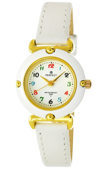 Zegarek Dziecięcy Komunijny Perfect  LP152-1 Biały pasek skórzany Dziewczęcy