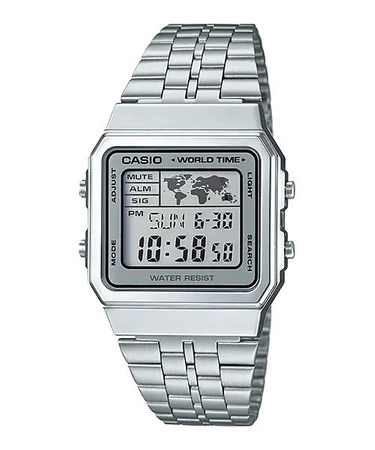 Zegarek męski CASIO A500WA-7DF Srebrna bransoleta Cyfrowy