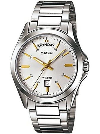 ZEGAREK MĘSKI CASIO MTP-1370D 7A2V Srebrna bransoleta + BOX