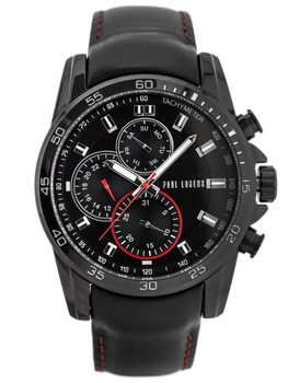 ZEGAREK MĘSKI PAUL LORENS - PL9753A8-1A3 Czarny pasek skórzany Datownik + BOX