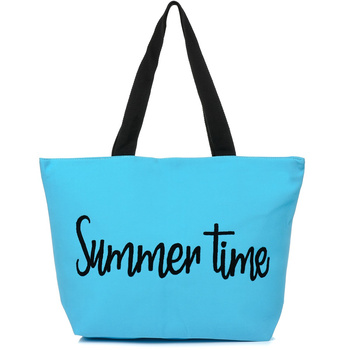 Niebieska Duża Torba Plażowa Torebka Summer Time Lekka T64 : Kolory - Niebieski