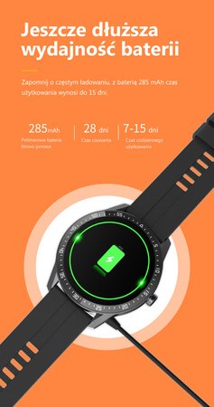 SMARTWATCH MĘSKI CZARNY PASEK SPORTOWY PULS KROKI G. ROSSI SW018-1 WŁASNE TARCZE