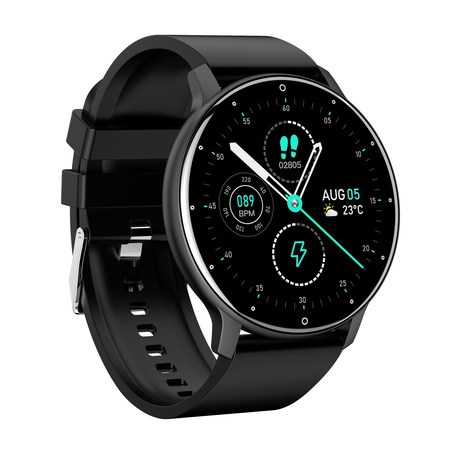 Smartwatch męski Czarny pasek gumowy sportowy Puls Kroki Gravity GT1-3 